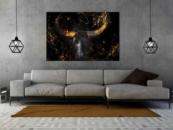 Kunstdruck auf Leinwand 'Enraged Bull Vertical - Third Variant'