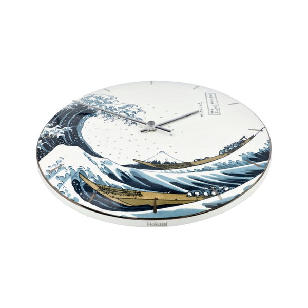 Porcelán falióra 'Great Wave Style', művész: Katsushika Hokusai