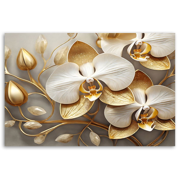 Kunstdruck auf Leinwand 'Golden Petal Symphony 6'