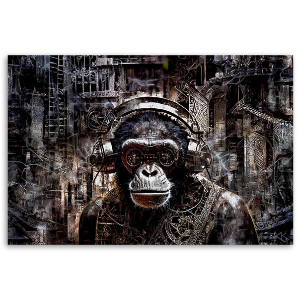 Kunstdruck auf Leinwand 'Cyber Ape DJ Vibes 3'