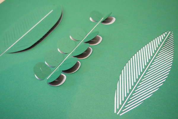 Papierkunst Wandbild 'Green Leaves' 50x70cm