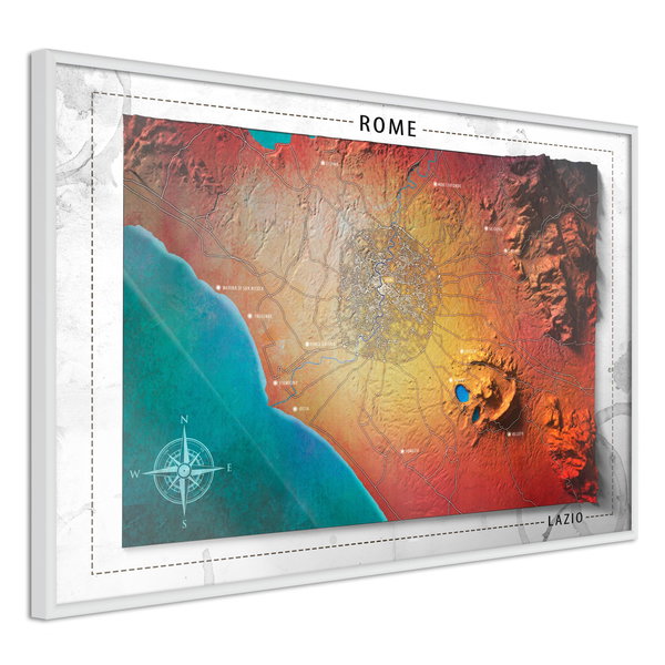 Poster 'Raised Relief Map: Rome'