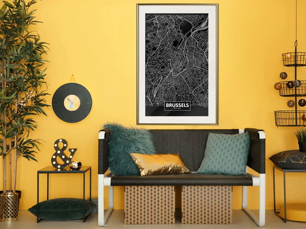 Poster 'City Map: Brussels (Dark)'