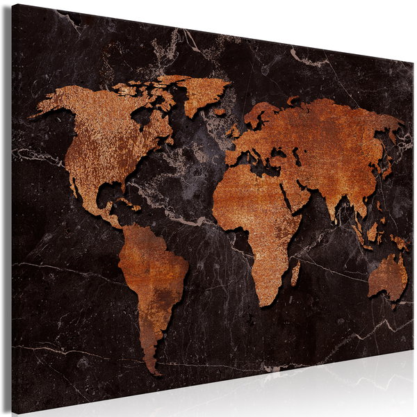Kunstdruk op canvas 'Copper Map Wide'