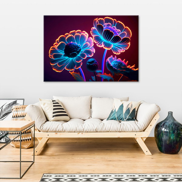 Kunstdruck auf Leinwand 'Neon Blooms 2'