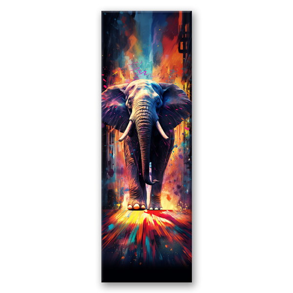 Kunstdruck auf Leinwand 'Colorful Elephant in Urban Jungle'