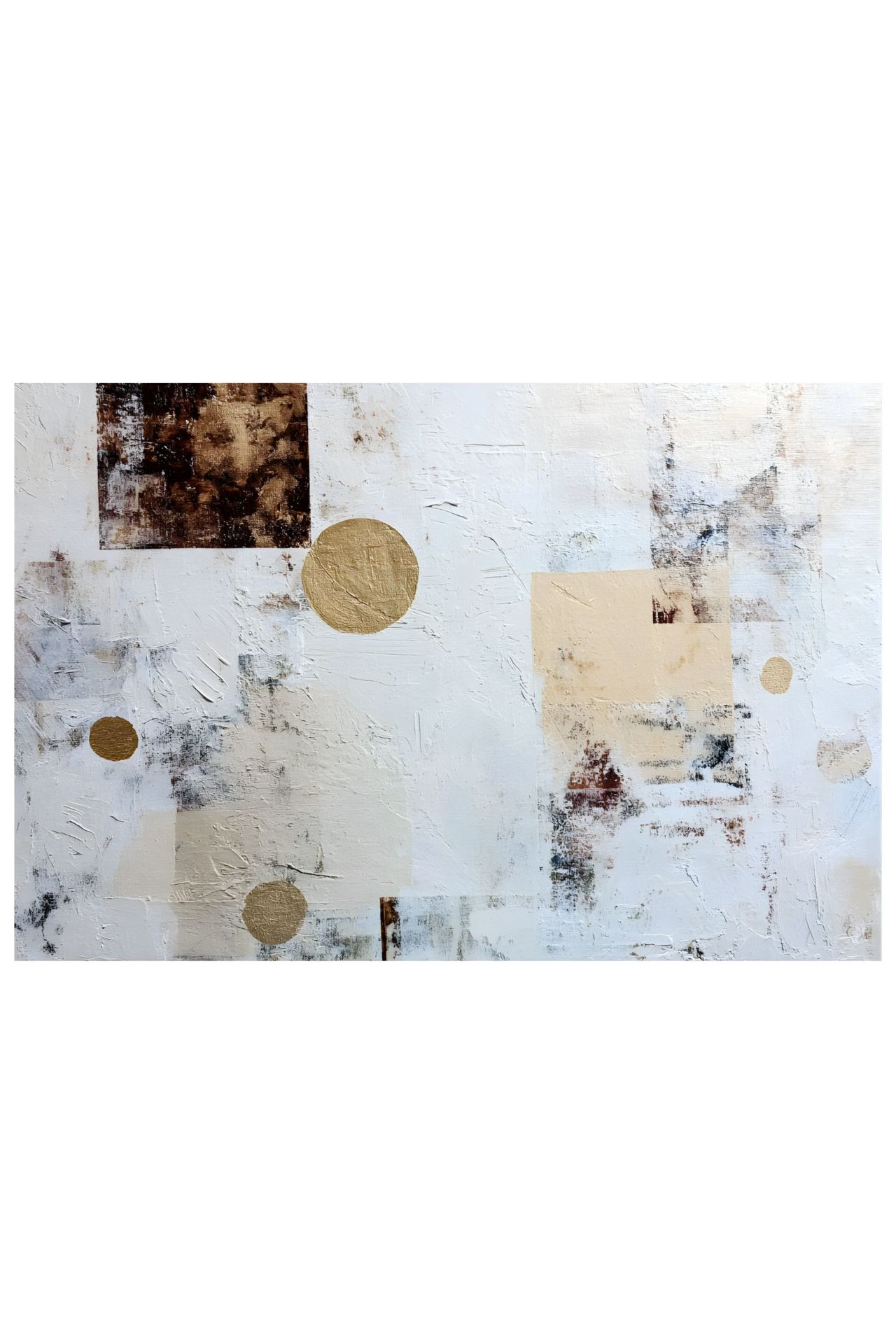 Handgeschilderd schilderij 'Zachte Geometrie' | incl. certificaat van echtheid komt in de ruimte goed tot zijn recht.