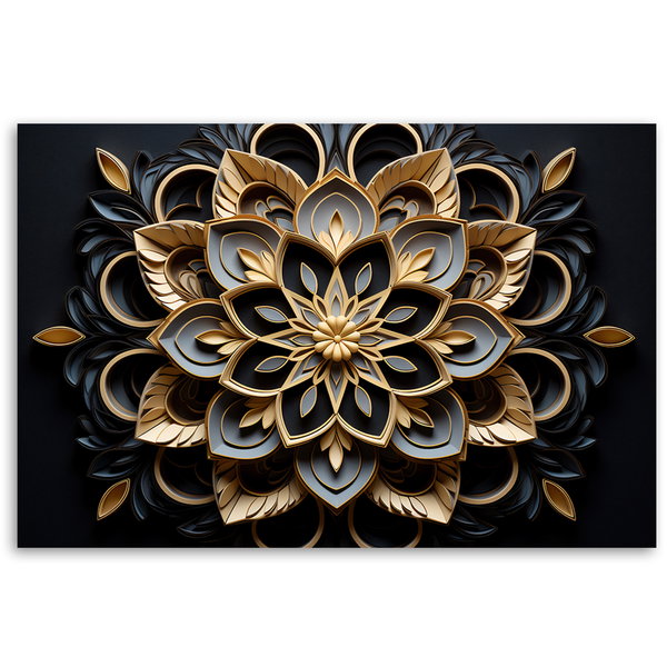 Kunstdruck auf Leinwand 'Black Intricate Floral Pattern'