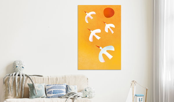 Kunstdruck auf Leinwand 'Fun Storks Vertical'
