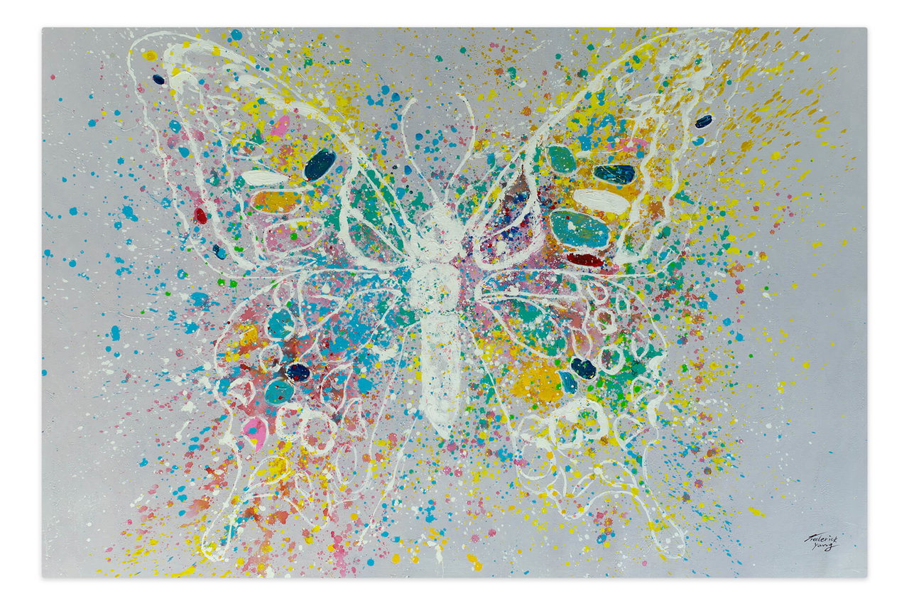 Olieverf schilderijen 'Symbol of Lightness' | Handgeschilderd unicum 180x120cm komt in de ruimte goed tot zijn recht.