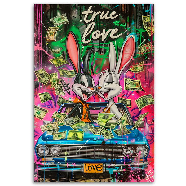 Kunstdruck auf Leinwand 'Bunny-Money Love'