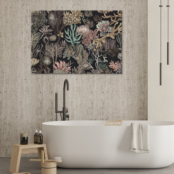 Kunstdruck auf Leinwand 'Corals in Black 1'