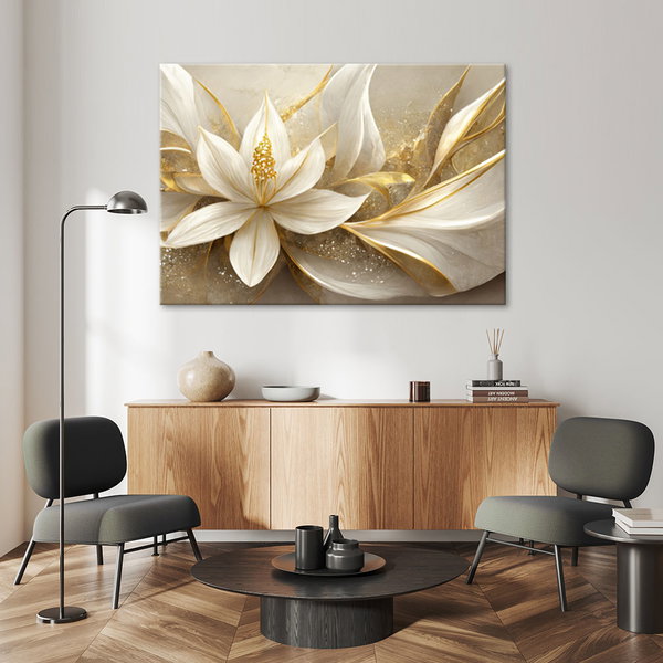 Kunstdruck auf Leinwand 'Golden Petal Symphony 2'