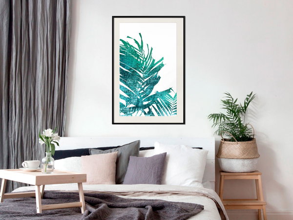 Poster 'Teal Palm on White Background'