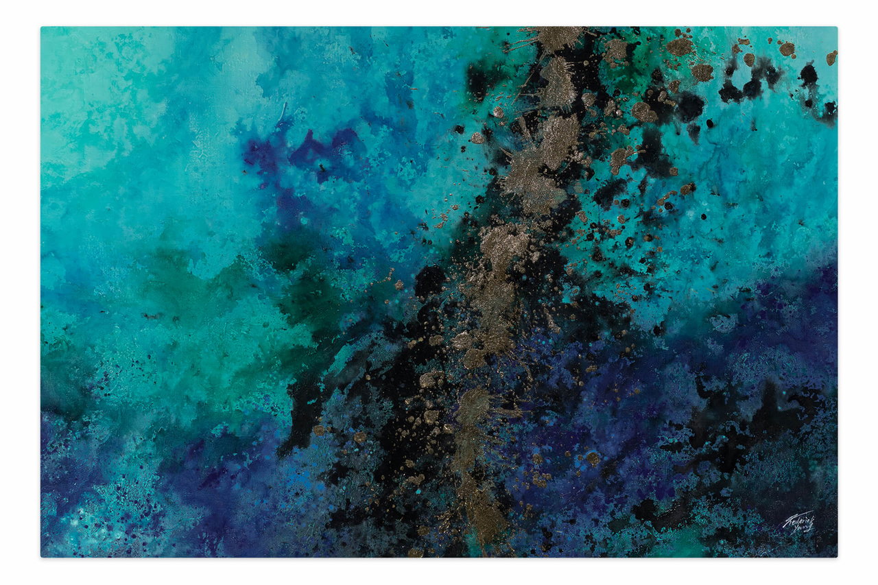 Schilderij 'Tracks in the Ocean' | Handgeschilderd unicum 180x120cm komt in de ruimte goed tot zijn recht.