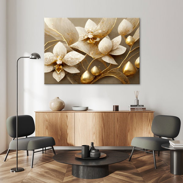 Kunstdruck auf Leinwand 'Golden Petal Symphony 8'