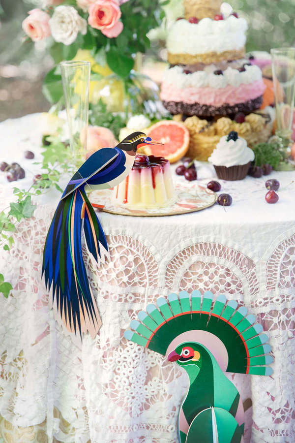 Wanddeko Papier 'Azurflügel-Vogel'