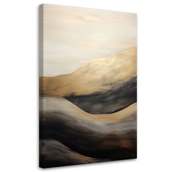 Kunstdruck auf Leinwand 'Golden Waves on Monochrome 4'