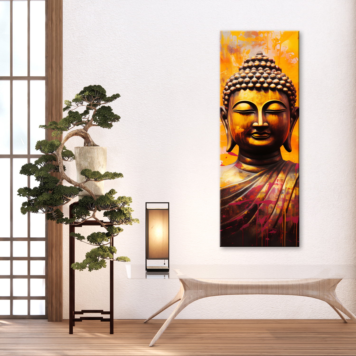 Canvas Poster 'Buddha in Yellow Background'