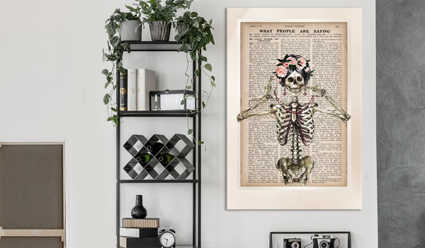 Art print on canvas 'Mrs Skeleton Vertical'