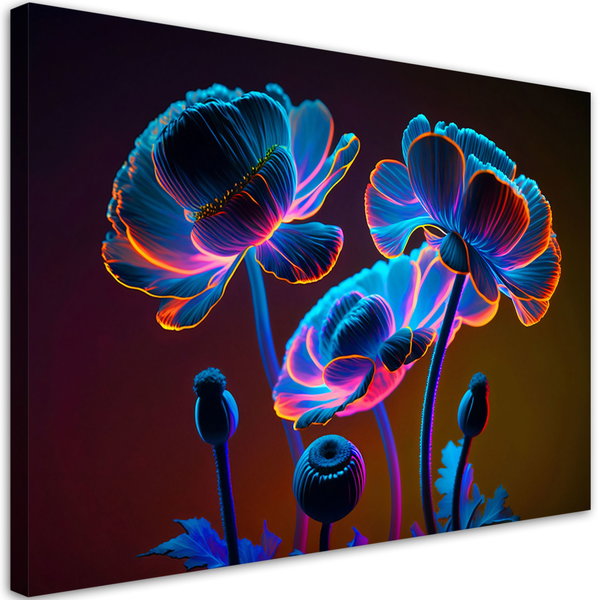Kunstdruck auf Leinwand 'Neon Blooms 3'