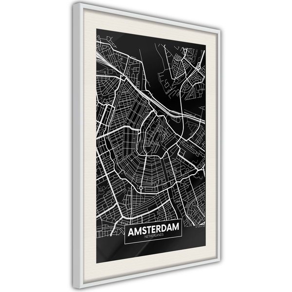 Poster 'City Map: Amsterdam (Dark)'