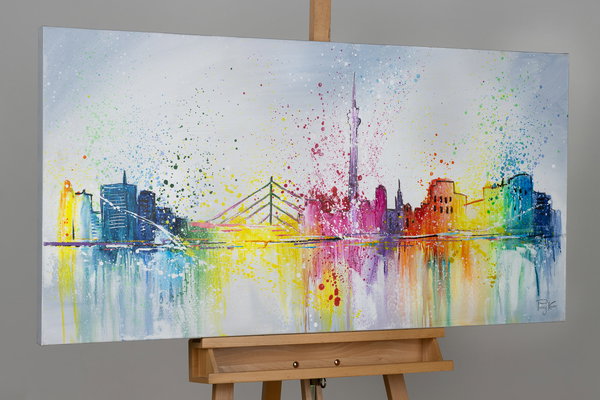 Handgemaltes Gemälde 'Düsseldorf Fever' 120x60cm | inkl. Echtheitszertifikat
