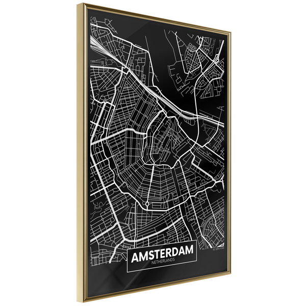 Poster 'City Map: Amsterdam (Dark)'