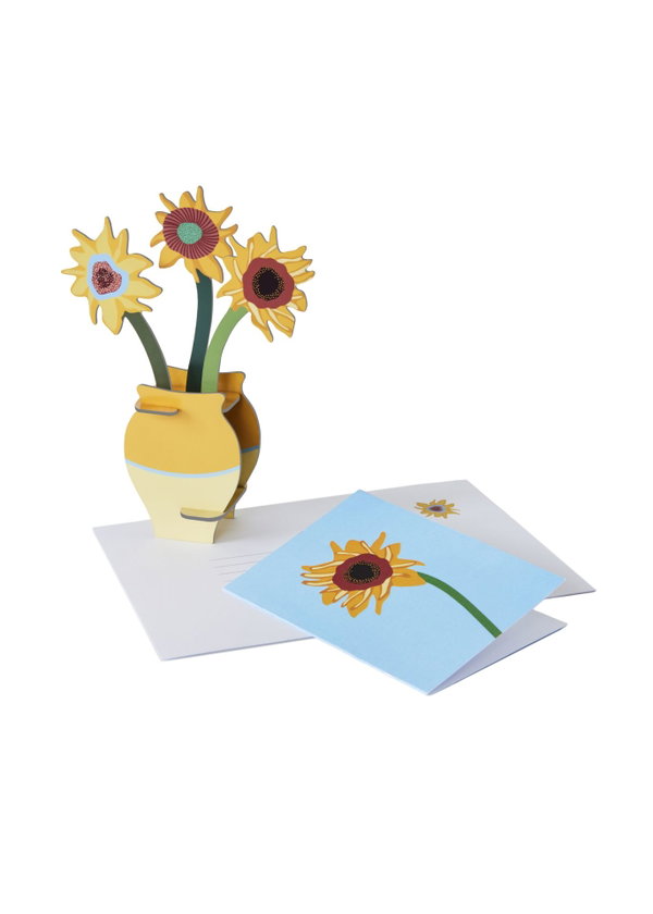Papierskulptur 'Sonnige Sonnenblumenvase'