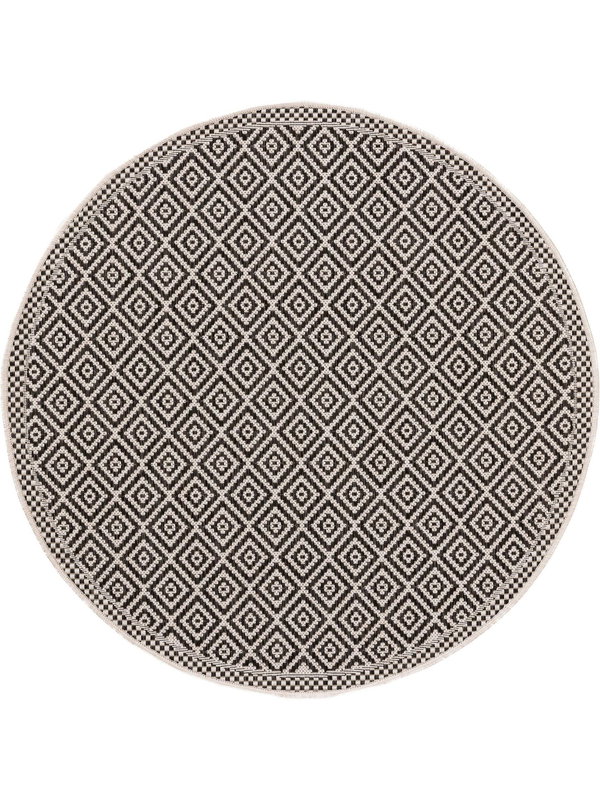 Design In- &amp; Outdoor Runder Teppich Cleo Weiß/Schwarz