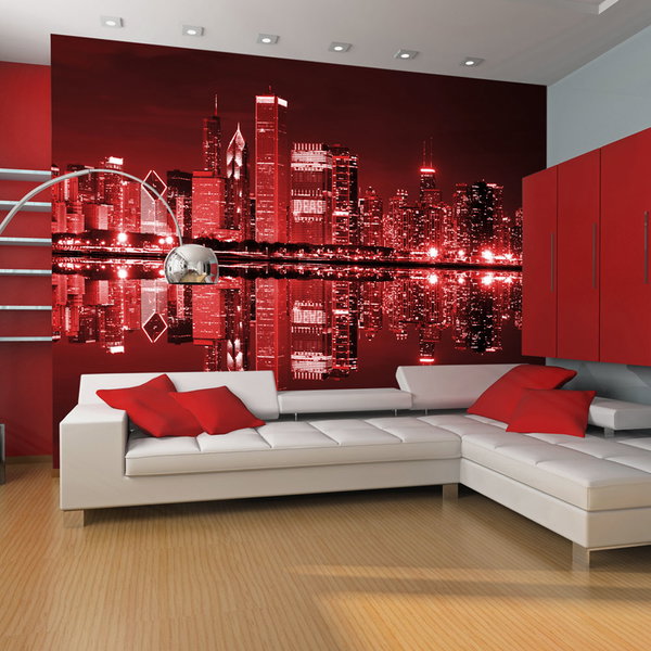 Wallpaper 'Chicago in Dark Red Lights'