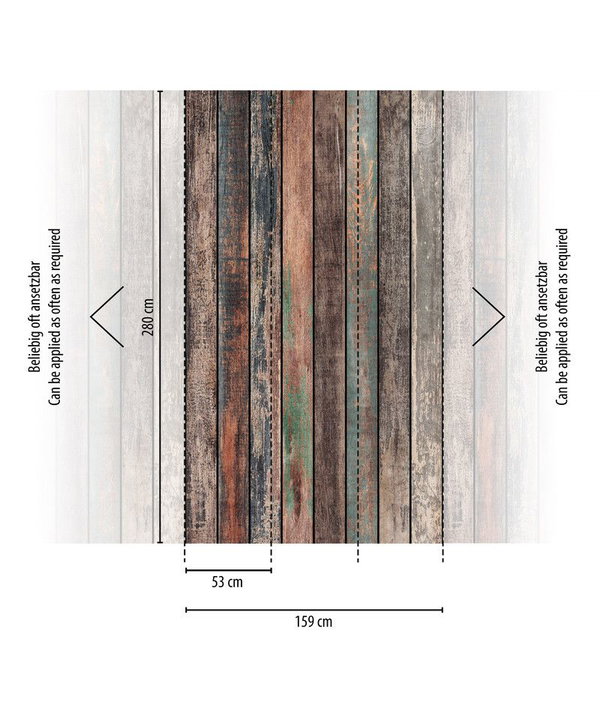 Tapete 'Rustic Planks' 159x280cm