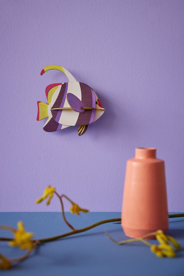 Scultura da parete in cartone 'Striped Angelfish'