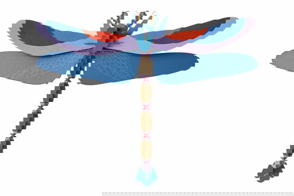 Arte de papel 3D 'Blue Dragonfly Decor'