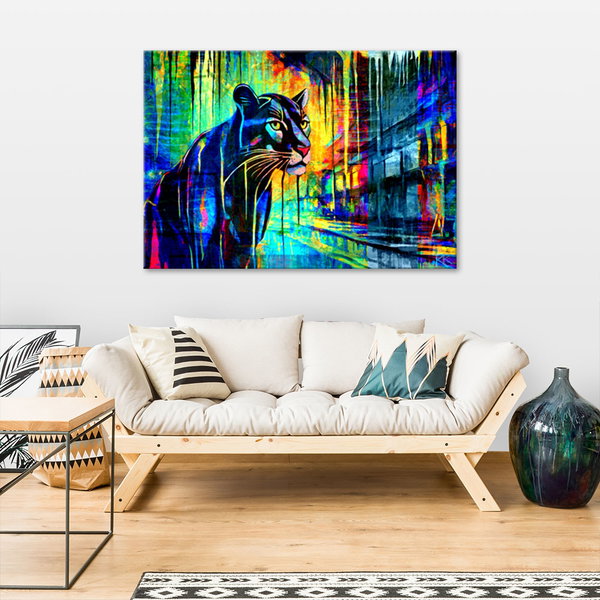 Kunstdruck auf Leinwand 'Prismatic Panther 1'