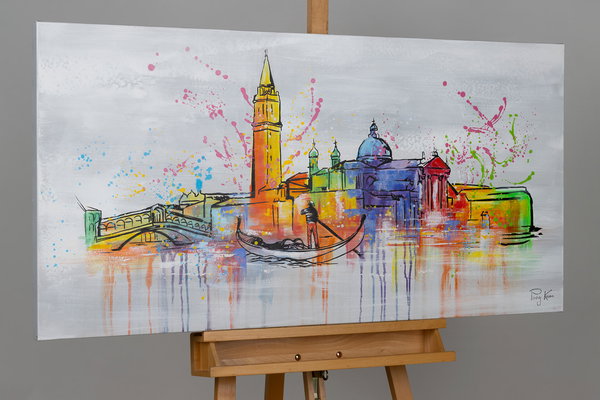 Handgemaltes Gemälde 'Venice Skyline Silhouette' 120x60cm | inkl. Echtheitszertifikat