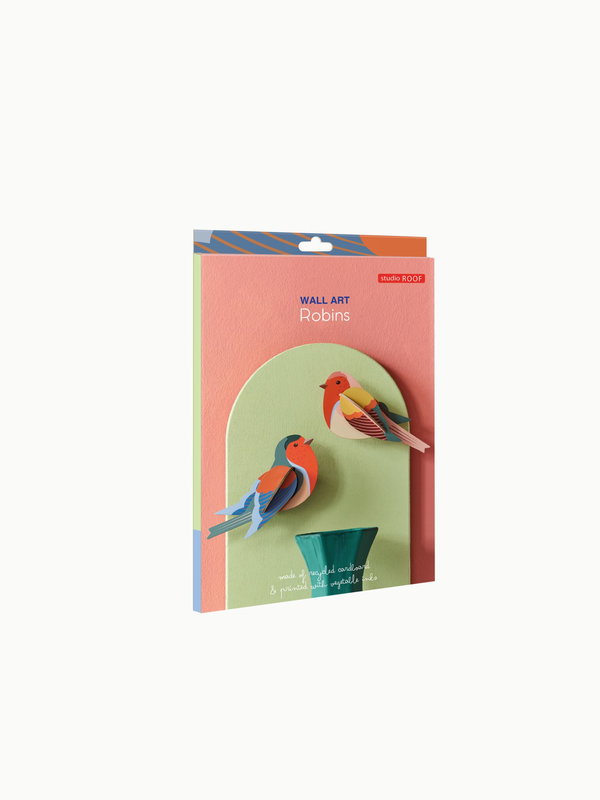 Wanddeko Papier 'Rotkehlchen-Duo'