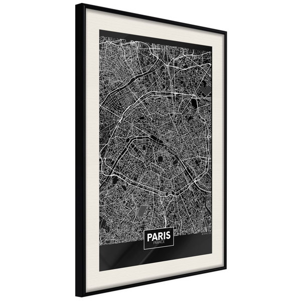 Poster 'City Map: Paris (Dark)'
