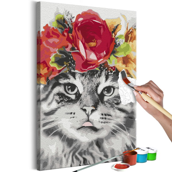 Schilderen op nummer volwassenen 'Cat With Flowers'