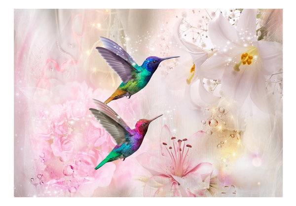Selbstklebende Tapete 'Colourful Hummingbirds (Pink)'