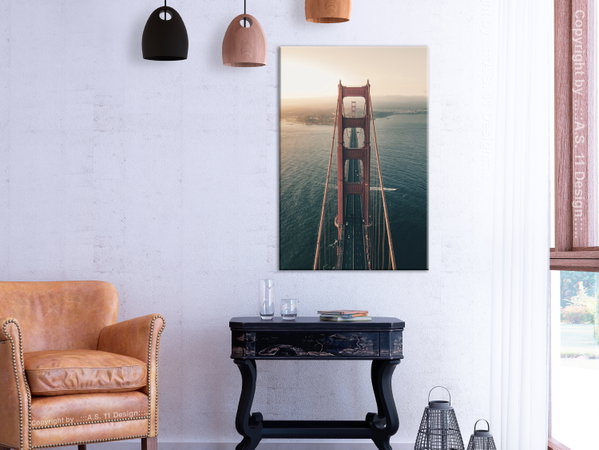 Kunstdruck auf Leinwand 'Golden Gate Bridge Vertical'