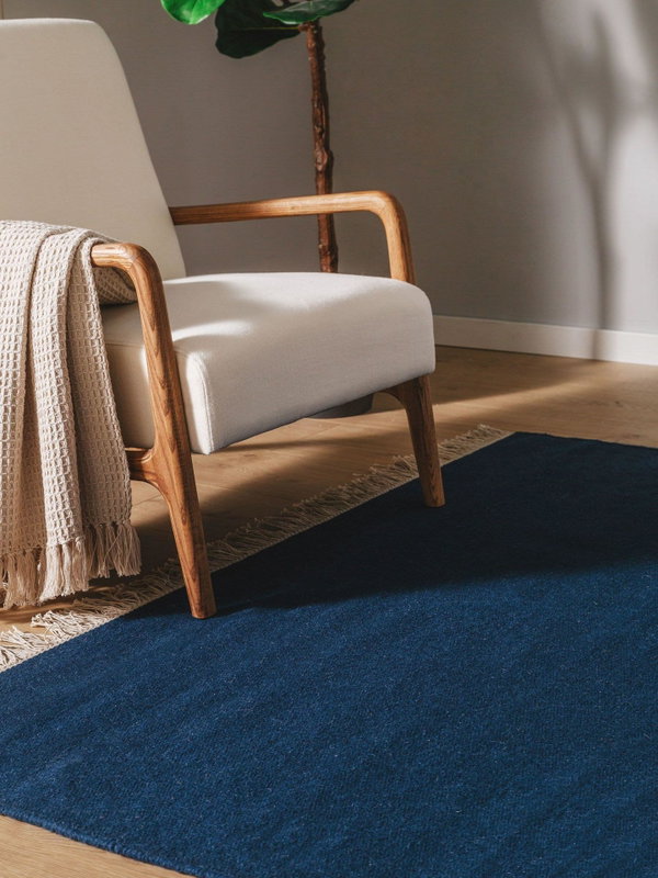Design Wollteppich Liv Blau