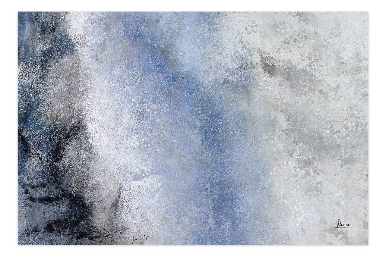 XXL Olieverf schilderijen 'Blue Waterfalls' | Handgeschilderd unicum komt in de ruimte goed tot zijn recht.