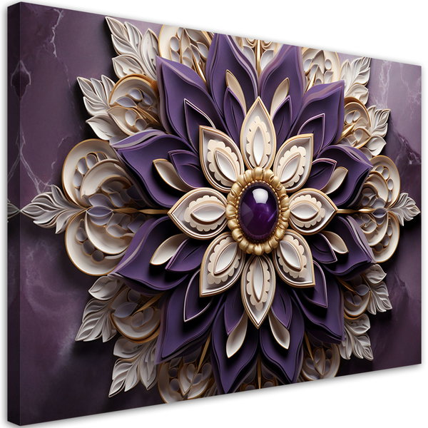 Kunstdruck auf Leinwand 'Violet Intricate Floral Pattern'