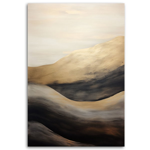 Kunstdruck auf Leinwand 'Golden Waves on Monochrome 4'