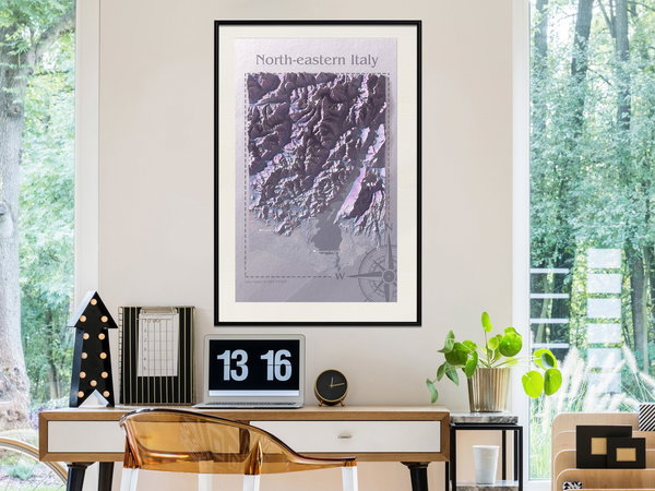 Poster 'Raised Relief Map: North-Eastern Italy'