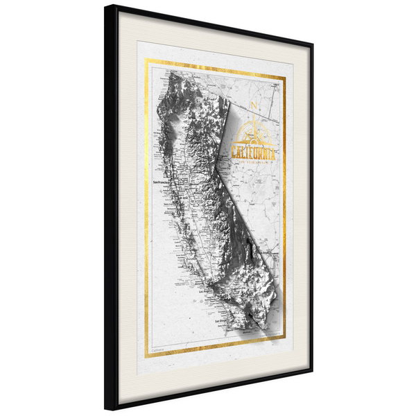 Poster 'Raised Relief Map: California'