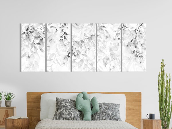 Kunstdruck auf Leinwand 'Waterfall of Roses (5-teilig) Narrow - Third Variant'
