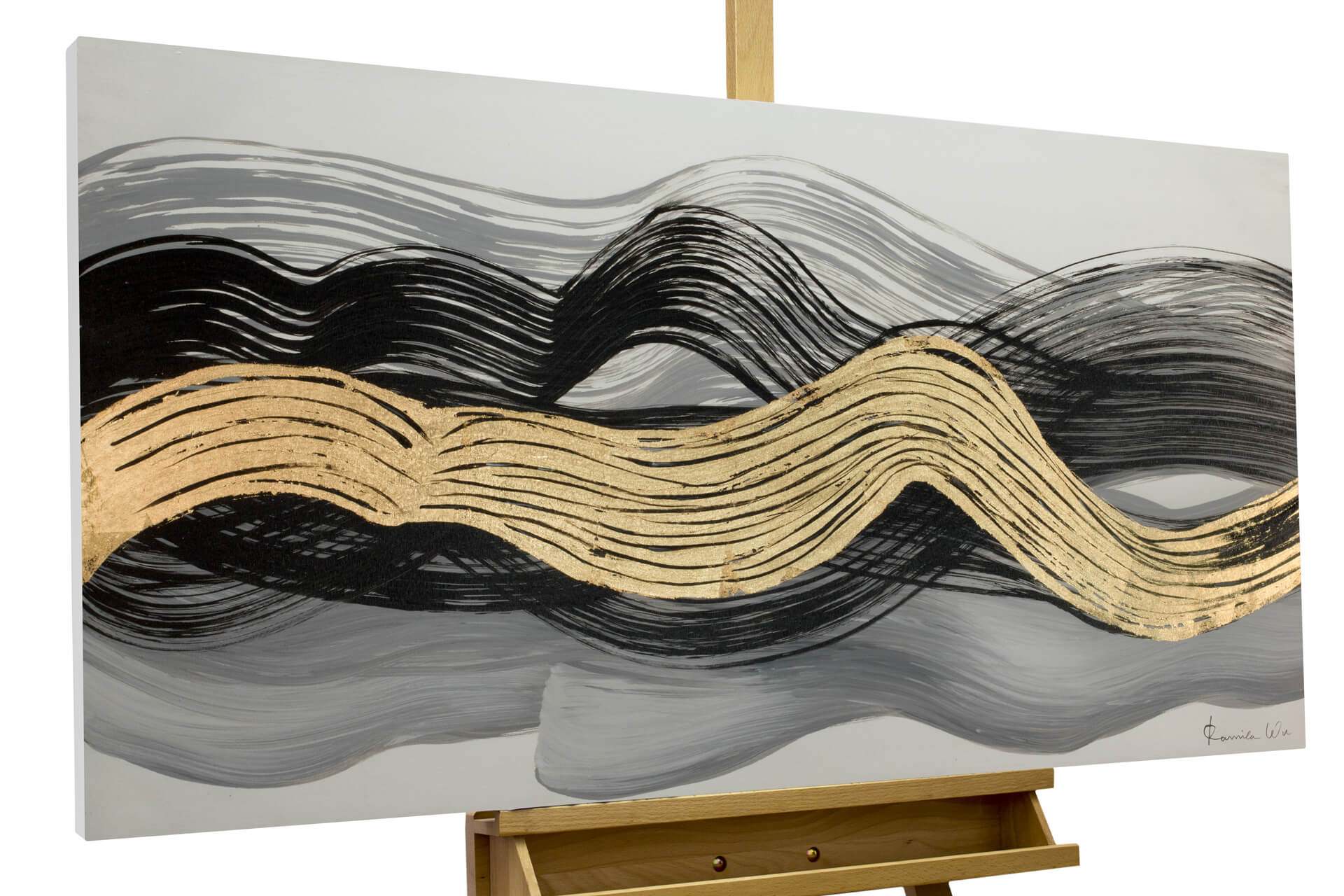 Handpainted Painting 'Intertwined Waves' 47x24inches | incl. certificate of  authenticity, image size:1920x1280