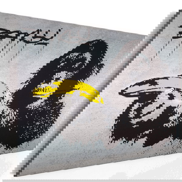 Stampa artistica su tela 'Stop or the Monkey Shoots! (Banksy)'
